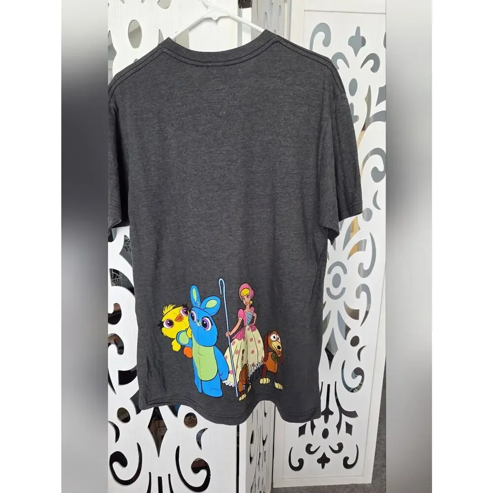 Disney Toy Story 4 Shirt Large L Gray Buzz Woody Bo Peep Slinky Dog Alien NWOT